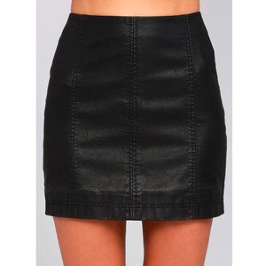 Free People Modern Femme Black Vegan Leather Mini Skirt